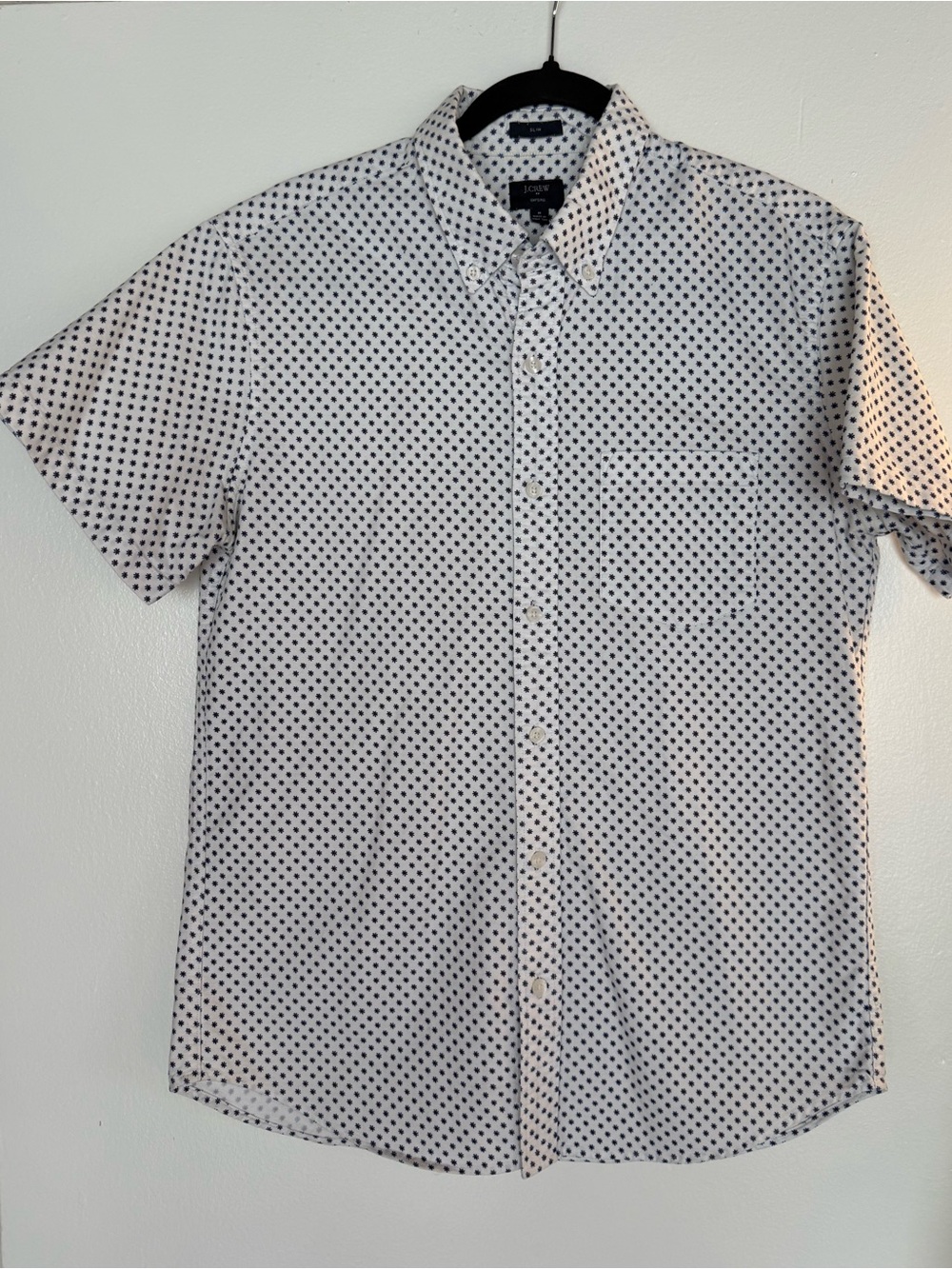 J. Crew Short-Sleeve Button-Down with Blue Flower Print